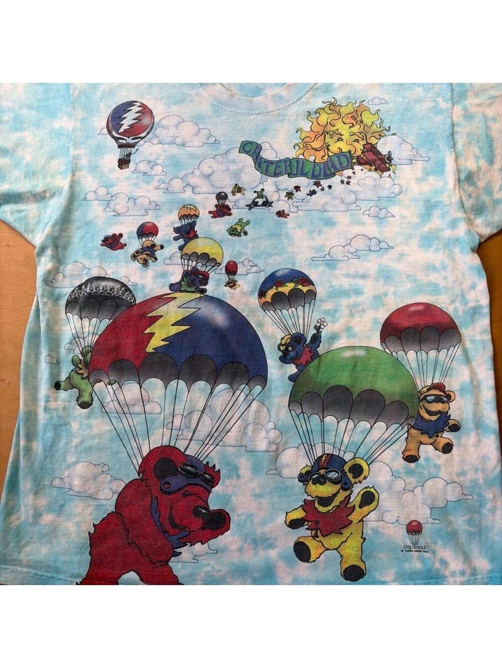 Liquid Blue 1993 Grateful Dead Parachuting Bears AOP T Shirt Size Large Cotton - Picture 3 of 9